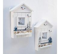 HEEPDD Porte-clés en Bois Mural, Solution de Rangement Polyvalente avec 11,6 X 7,1 Pouces, Design sur le Thème du Phare pour la Décoration de la Maison Côtière ou le Bureau (Boîte à clés pour