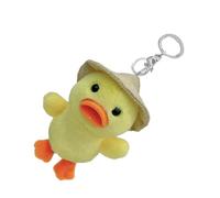 HEEPDD Porte-clés en Forme de Canard en Peluche, Pendentif en Forme de Canard en Peluche Courte pour Enfants et Adultes, Décoration Polyvalente pour Sacs à Dos (Style de chapeau avec boucle argentée)