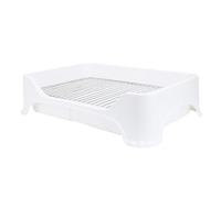 HEEPDD Porte-Coussinet de Chien en Mesh en Mesh en Acier Inoxydable, Plate-Forme de Petit Pot Intérieure Moyen, Stable et Facile à Gérer, Toilette de Chiot avec Grille D'entraînement (White)
