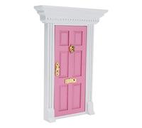 HEEPDD Porte de Maison de Poupée, Accessoires de Maison de Poupée Bleu Ouvrable 1:12 pour Les Projets de Bricolage Porte de de, Mini à Dessus Plat en Bois, Jouets pour Enfants Nan (Pink)