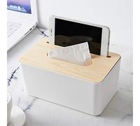 HEEPDD Porte-mouchoirs en Papier avec Couvercle en Bois Amovible, Design Moderne, Style carré, 11 X 11 X 8,5 Cm, Plastique et Bois, pour Fournitures de Rangement pour la Maison et le Bureau