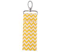 HEEPDD Porte-Rouge à Lèvres Motif Vague Pochette Baume à Lèvres avec Lanière Porte-clés Jaune pour Femmes Filles en Voyage ou au Quotidien