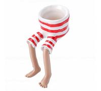 HEEPDD Pots Pot de Fleur Rouge Blanc rayé Short Design pour Bureau Bureau Décoration de la Maison Petites Plantes Plantes Succulentes Jardinière à Jambes Amusantes en Résine en Forme de Corps Humain