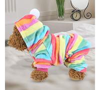 HEEPDD Pyjama pour Animaux de Compagnie, Combinaison Chaude en Flanelle pour Chiens et Chats, Joli Design Arc-en-Ciel, Idéal pour Les Vêtements d'automne et d'hiver pour Petits Animaux (S)