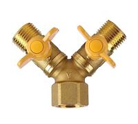 HEEPDD Raccord de Tuyau de Tuyau en Laiton, Adaptateur de Robinet à 2 Voies de Jardin, Connecteur Double de Robinet G1/2 pour l'irrigation Domestique et l'usage Extérieur de la Salle de Bain