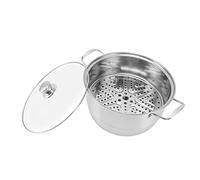 HEEPDD Récipient de Cuisson Marmite à Vapeur en Acier Inoxydable avec Couvercle en Verre, Cuiseur Vapeur Multicouche de 28 Cm, Grande capacité pour Légumes et Fruits de Mer, Appareils de Cuisine