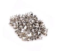 HEEPDD Rivets, 100 Pièces de Goujons Pyramidaux en Laiton de 9 Mm, Tête de Clou en Métal à 4 Pointes pour Vêtements, Sacs et Projets d'artisanat en Cuir (SILVER)