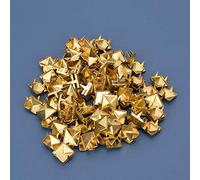 HEEPDD Rivets, 100 Pièces de Goujons Pyramidaux en Laiton de 9 Mm, Tête de Clou en Métal à 4 Pointes pour Vêtements, Sacs et Projets d'artisanat en Cuir (GOLD)