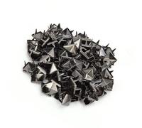 HEEPDD Rivets, 100 Pièces de Goujons Pyramidaux en Laiton de 9 Mm, Tête de Clou en Métal à 4 Pointes pour Vêtements, Sacs et Projets d'artisanat en Cuir (Argent Noir)