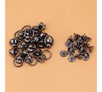 HEEPDD Rivets à Tête Ronde, Matériau en Laiton 20 Pièces Rivets Doubles de 8 Mm pour Sacs à Main et Ceintures étui de Téléphone Portable Bricolage Artisanat (Argent Noir)