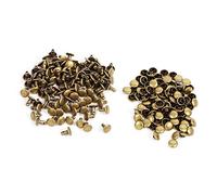 HEEPDD Rivets pour Cuir, 100 Pcs 8 x 8mm Rivets Cuir Métal Rond en Cuir Tubulaire Artisanat Rivet Leathercraft Goujons Spike Décoration Accessoires pour Porte-Monnaie Portefeuille(Bronze)