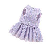 HEEPDD Robe pour Animal de Compagnie pour Bouledogue Français, Motif rayé avec Nœud Papillon, Matériau Respirant, Tenue élégante pour Bichon Teddy de Poméranie au Printemps et en été (XL)