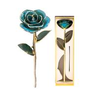 HEEPDD Rose en or 24 Carats Plaquée Véritable Rose Faite à la Main avec Symbolisme Bleu pour Femme, Promesse d'unicité et Cadeau de Gentillesse, Art Floral Durable pour la Saint-Valentin, la Fête
