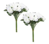 HEEPDD Roses Artificielles 50 Pièces, Fausses Fleurs en Plastique pour Décorations DIY, Parfaites pour Les Bouquets de Mariage et Les Centres de Table de la Maison, Catégorie Festival (White)