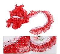 HEEPDD Ruban de Dentelle de 5 Verges, 45 Mm Imprimés Dots Ruban en Dentelle Plissée Couture en pour Robe Applique de Mariage Vêtements Nuptiaux Embellissement Nan (rouge)