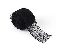 HEEPDD Ruban de Dentelle, Garniture Décorative en Polyester de 10 Yards de 1,8 Pouce de Large pour Robe de Mariée Artisanat et Décoration Intérieure, 7 Options de Couleur (BLACK)