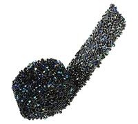 HEEPDD Ruban de Diamant, en Maille, Rouleau d'enveloppe de Cristal étincelant pour la Décoration de Mariage, Longueur de 1 Mètre, Parfait pour les événements (Couleur AB noir + bleu)