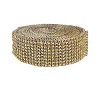 HEEPDD Ruban Décoratif en Maille de Diamant, Plastique galvanisé, 8 Rangées de Diamants Simulés, 1,45 Pouce de Large, 10 Mètres, Outils de Jardinage Nan Argentés (GOLD)