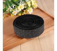 HEEPDD Ruban Décoratif en Maille de Diamant, Plastique galvanisé, 8 Rangées de Diamants Simulés, 1,45 Pouce de Large, 10 Mètres, Outils de Jardinage Nan Argentés (BLACK)