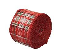 HEEPDD Ruban Filaire en Toile de Jute à Carreaux, 5,1 Cm, 6,5 Mètres, Ruban de Noël Filaire à Carreaux Tartan, en Toile de Jute de Style Ferme pour Couronnes, Décorations D'arbres, (Comme image #-3)