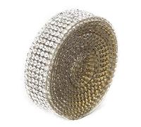 HEEPDD Ruban Strass, Garniture chaîne de Maille de 1m Maille de Verre de Cristal Artificiel de DIY de Banderole appliquée pour Les Arrangements Floraux de Noce(Silver)