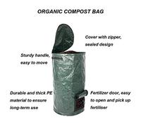 HEEPDD Sac à Compost Biologique, 2 Paquets de 15 Gallons de Jardin 34 Gallons de Jardin d'élimination des Sacs de Compost de Déchets PE Réutilisables pour la Maison de Cuisine à la Maison Use Nan