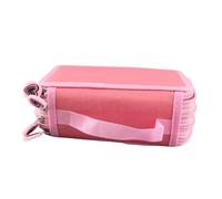HEEPDD Sac à Crayon Rose avec 72 Trous de Support élastique, étui à Crayon Multi-couches avec un Joli Pendentif à Glissière pour les Fournitures de Bureau, Oxford Crayer Organizer