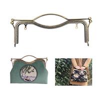 HEEPDD Sac à main, Kiss Clasp Lock sac à main métal cadre arc en relief pour bricolage sac couture artisanat 30 x 12 cm, poignée sac à main pour création de sacs à mai