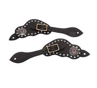 HEEPDD Sangle d'éperon, Cuir de Vache de qualité Supérieure, Style Vintage Occidental, Longueur Réglable, Décorée de Strass pour Les Amateurs d'équitation