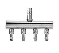 HEEPDD Séparateur de Pompe à Air D'aquarium à 6 Voies, Vanne d'air D'aquarium en Acier Inoxydable, 8 Mm Tournant à 4 Mm, Vanne à Levier de Contrôle du Débit (Tête de séparation à Quatre Trous de 8 à