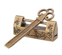 HEEPDD Serrure Vintage, Mini Style Chinois Traditionnel Mag Pie Fleurs Cadenas Serrure Décorative avec Clé pour Tiroir à Bijoux[Bronze] Verrous