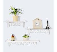 HEEPDD Shelf Ensemble de 3 étagères Murales Flottantes Shabby, Bois Plastique de Haute qualité, Finition Blanchie à la Chaux, Style Rétro, Fournitures de Rangement Nan Faciles à Monter