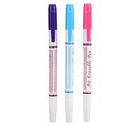 HEEPDD Stylo de marquage de Tissu, 3pcs Stylo effaçable à l'eau Double tête effaçable à la Chaleur Tissu stylos de marquage Bricolage Tissu Accessoires de Couture Rouge/Bleu/violetOutils de marquage