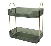 HEEPDD Support de Maquillage Double Couche Caddy, Organisateur Multi-Niveaux en Fer pour Cosmétiques et Bijoux, Fournitures de Rangement Noires (Green)