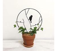 HEEPDD Support de Plante Rond en Fer avec Décoration d'oiseaux, Support d'escalade Robuste pour Fleurs en Pot, 15,94 à 17,9 Pouces pour Jardins Intérieurs et Extérieurs (White #84)