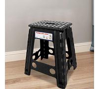 HEEPDD Tabouret Portable, Chaise Pliante en Plastique avec Antidérapante, Idéal pour Une Utilisation Domestique et Extérieure, 29 X 22 X 45 Cm (Point Blanc Charbon Noir)