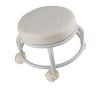 HEEPDD Tabouret Roulant Bas, Pouf en Cuir PU avec 360 roulettes, Robuste pour Le Bureau à Domicile ou la Pédicure, Repose-Pieds Confortable (Beige)