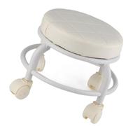 HEEPDD Tabouret Roulant Bas, Pouf en Cuir PU pour Le Bureau à Domicile et Les Besoins de Pédicure, Meubles de Maison (Beige)
