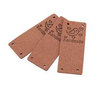 HEEPDD Tagages de Bagages 100pcs étiquette en Cuir PU, 0,8 X 2 Pouces étiquette en Relief à la Main pour Sacs Jeans Chaussures Chapeau Artisanat Tricot de Crochet Nan (Marron foncé)