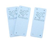 HEEPDD Tagages de Bagages 100pcs étiquette en Cuir PU, 0,8 X 2 Pouces étiquette en Relief à la Main pour Sacs Jeans Chaussures Chapeau Artisanat Tricot de Crochet Nan (BLUE #14)