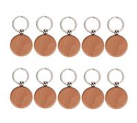 HEEPDD Tags D'étiquette des Clés de 10pcs, clé en Bois Lisse en Hêtre avec Anneau de Trousque Décoration de Sac de Vêtements de Bricolage pour Sacs Clés (Taille du cercle 4 cm)
