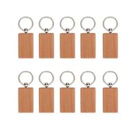 HEEPDD Tags D'étiquette des Clés de 10pcs, clé en Bois Lisse en Hêtre avec Anneau de Trousque Décoration de Sac de Vêtements de Bricolage pour Sacs Clés (Taille rectangulaire 5 * 3CM)