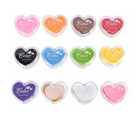 HEEPDD Tampon Encreur 12 Couleurs pour Enfants, Tampons Encreurs en Forme de Cœur, Solubles dans L'eau, pour Loisirs Créatifs, Scrapbooking, Fabrication de Cartes, avec Boîte de
