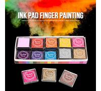 HEEPDD Tampon Encreur Artisanal Lavable Multicolore pour Enfants, Tampons en Caoutchouc Papier Scrapbooking Tissu en Bois, 20 Couleurs, 1.6x1.6 Pouces