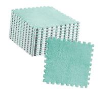 HEEPDD Tapis de Sol Puzzle en Peluche Antidérapant, Carreaux Emboîtables Découpables, Mousse Souple pour Salle de Jeux pour Enfants, 10 Pièces 11,8x11,8 Pouces (Vert Menthe)