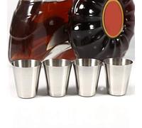 HEEPDD Tasse à café à thé en Acier Inoxydable, Ensemble de Tasses à Bière Portables de 30 Ml pour les Voyages, avec Sac en Cuir, 4 Pièces 6 Pièces pour les Vacances de Pique-nique en (4 paquets)