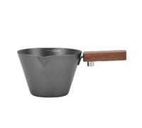 HEEPDD Tasse à Mesurer le café à L'échelle à L'échelle en Bois Tasse de Mousseur de Lait, Tasse de Mesure de Fabrication de café en Acier Inoxydable, pour Cappuccinos Latte Mesure (BLACK)
