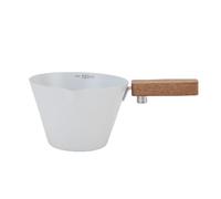 HEEPDD Tasse à Mesurer le café à L'échelle à L'échelle en Bois Tasse de Mousseur de Lait, Tasse de Mesure de Fabrication de café en Acier Inoxydable, pour Cappuccinos Latte Mesure (WHITE)