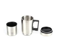HEEPDD Tasse Chauffante pour Voiture 12V, 350ML + 150ML, Bouilloire électrique en Acier Inoxydable pour café, thé, Eau, Chauffage Rapide 60W