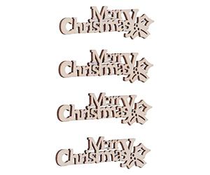 HEEPDD Tranches de Mots de Noël 40 Pièces, Mini Tranches de Bois en Planche de densité pour Décoration Artisanale de Noël pour Portes et Chambres à Coucher